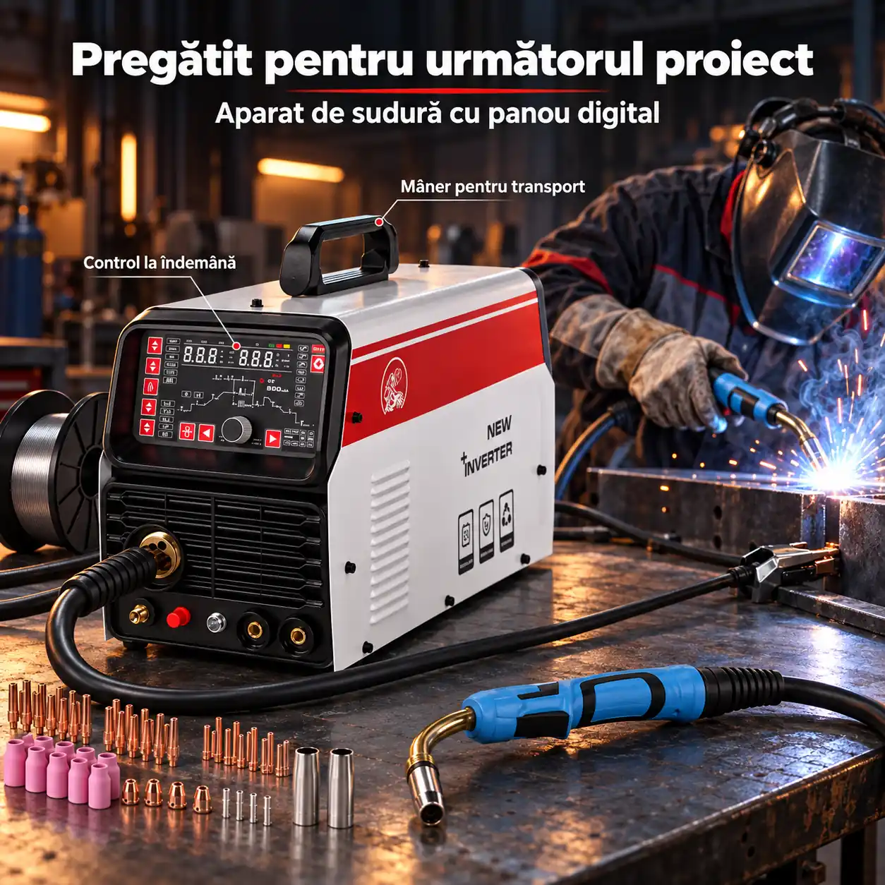 Aparat de sudură 3 în 1 în atelier